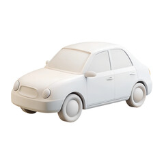 White cartoon toy car with white background. Plastic style icon