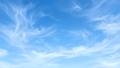 Stunning Blue Sky with Wispy Clouds Background Image