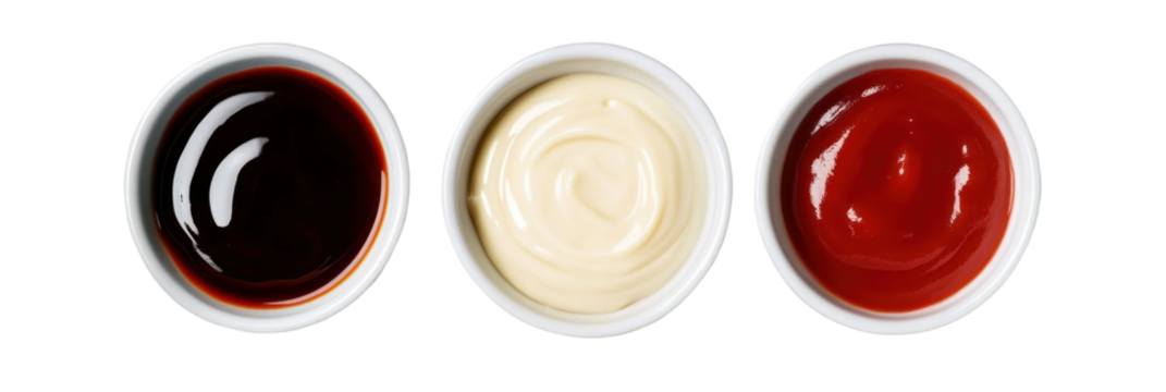 Mayonaise, Soy Sauce on a white bowl 