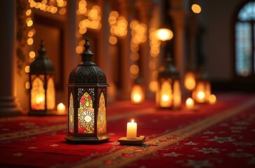 Traditional lanterns in warm ambient lighting with festive atmosphere