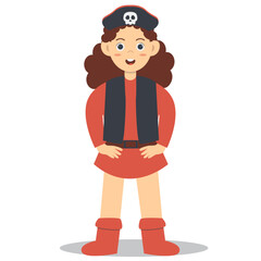 Cute Children Pirate Character. Isolated on White Background.