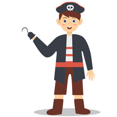 Cute Children Pirate Character. Isolated on White Background.