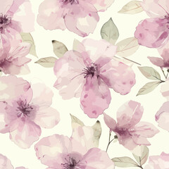 Fototapeta premium Cute Light pink and lavender watercolor floral pattern watercolor seamless pattern. Watercolor print in rustic vintage style, textile or wallpapers.