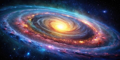 A stunning spiral galaxy with vibrant colors and delicate details in the foreground, galaxy, space, galactic center, spiral arms, celestial