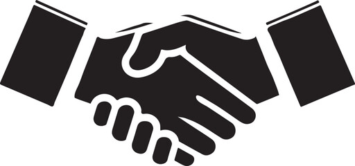 Fototapeta premium Silhouette vector of a handshake, symbolizing agreement, partnership, business deals, and collaboration, ideal for corporate and professional design projects.