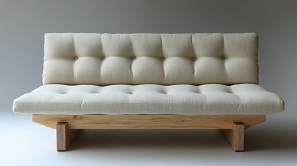 Fototapeta premium Elegant Minimalist Sofa Design: Modern Comfort Meets Natural Wood