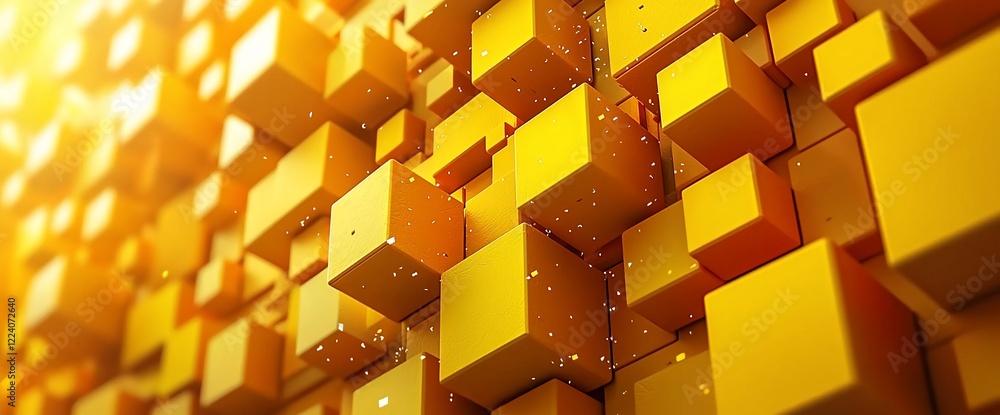 Poster abstract 3d golden cube background.