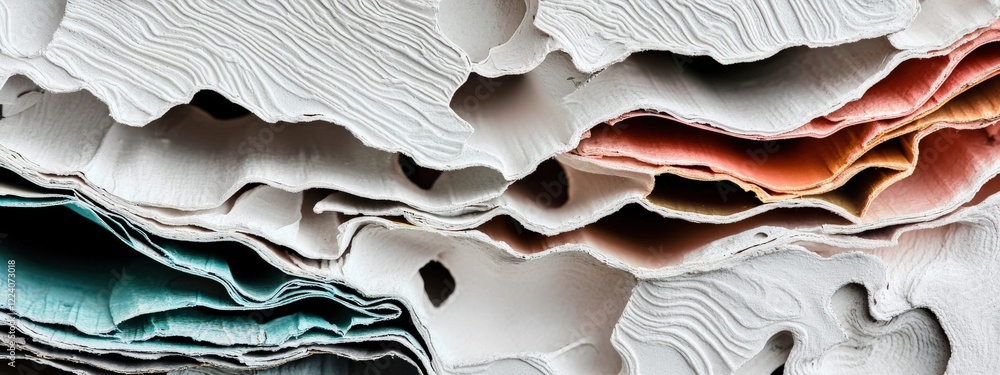 Aufkleber textured layers of colorful handmade paper in various shades and patterns for art and craft projects