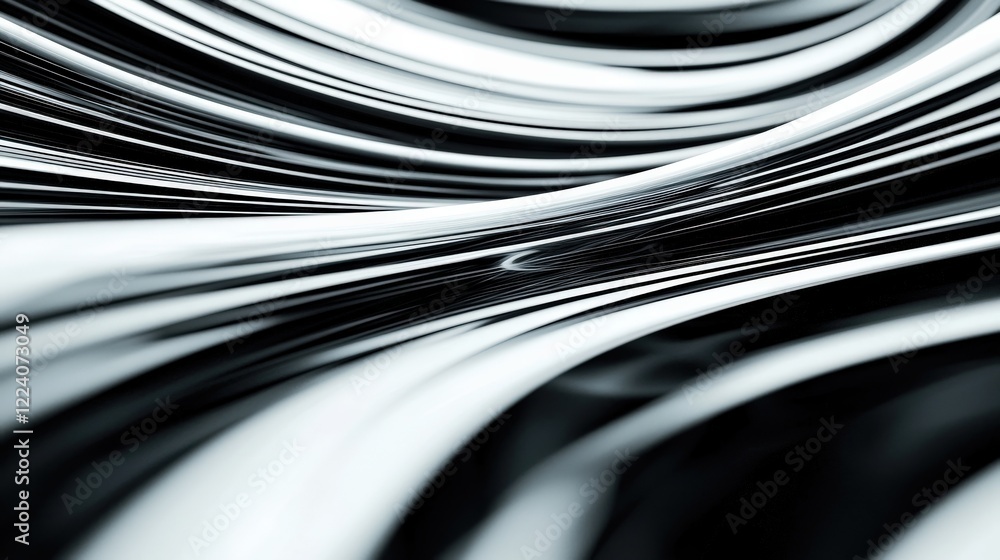 Poster abstract flowing black and white waves in smooth motion captured in high resolution for artistic bac