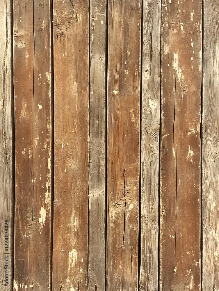 Aufkleber rustic wooden plank background with vertical lines and natural brown hues : generative ai