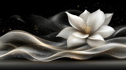 Elegant White Flower on Dark Abstract Background