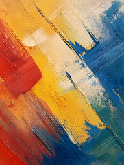 Abstract Colorful Brushstrokes Blending Vivid Red Yellow Blue and White Paint : Generative AI