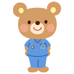 スクラブを着たクマのお医者さん