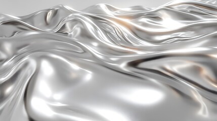 Obraz premium Abstract Silver Fabric Draped Waves Texture Background