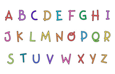 set of colorful line alphabet vector design