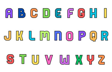 set of colorful line alphabet vector design