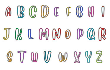 set of colorful line alphabet vector design