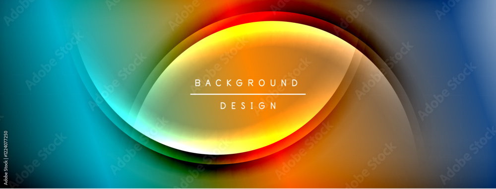 Poster bright rainbow style color gradient with curve round shape line background. vector illustration for 