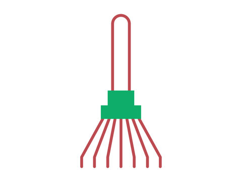red rake green handle simple design clip art preview