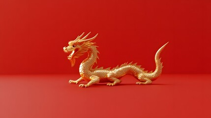 Obraz premium Vibrant dragon figurine, stylized mythical creature in bold orange and red, perfect for festive decor or cultural themes.