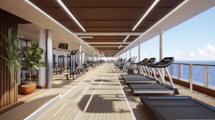 Luxury Cruise Ship Gym with Ocean View