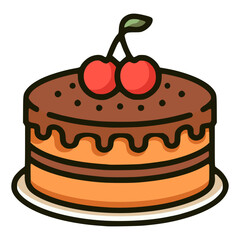brown cake snack sweet food flat color vector illustration template design