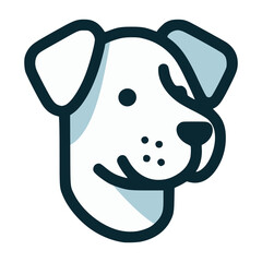 cute dog head animal pet flat color vector illustration template design