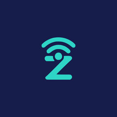 letter Z with signal communication technology logo vector illustration template design