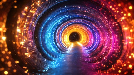 Obraz premium Colorful vortex of light and energy with sparkling particles in motion