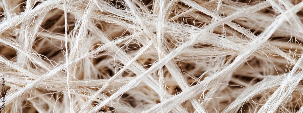 Poster natural fiber texture background showing interwoven threads in neutral tones for crafting and design