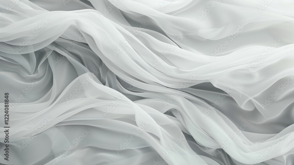 Poster soft white fabric flows gracefully, creating an ethereal texture that enhances various design and de