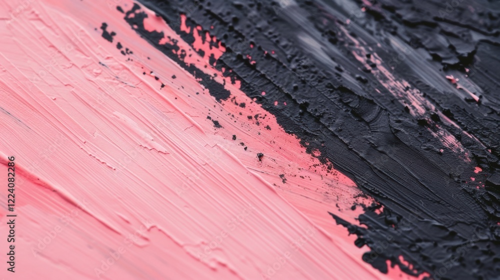 Poster bold pink and black brushstrokes create an intriguing abstract composition, showcasing texture and m