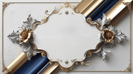 High-end certificate banner design with ornate gold-plated vintage decor featuring intricate floral motifs, curls and subtle textures