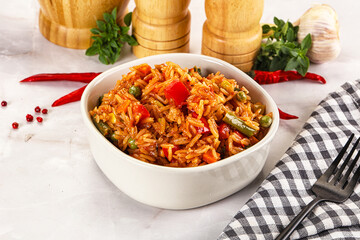 Mexican spicy rice with vegetables
