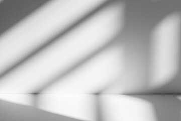 Wall interior background, studio and backdrops show products.with shadow from window color white and grey. background for text insertion and presentation product	