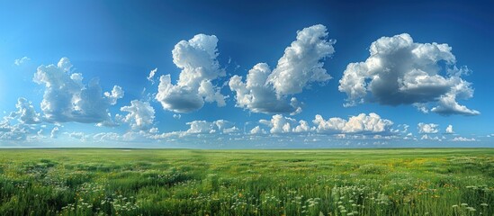 Expansive Meadow Under a Blue Sky