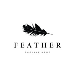 Feather Silhouette Logo, Author Design Luxury Simple Elegant Vector Illustration Template