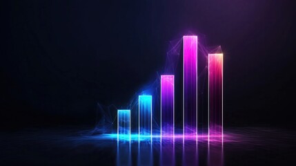 Neon Bar Chart Growth