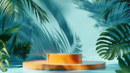 blue and yellow podium