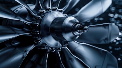 Fototapeta premium Steel Propeller: A massive, dense blade system made of steel, used to propel ships or submarines, providing essential movement and power in water navigation. 