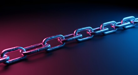 Obraz premium Metallic Chain Link Background Neon Lights