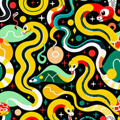 Fototapeta premium Snake . Pattern with oil paint for printing on wall decorations, wallpapers, covers