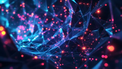 Abstract Network Mesh Background with Glowing Nodes