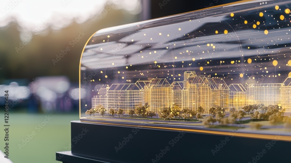 Poster Model of Urban Development with Illuminated Structures