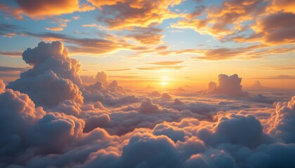 Stunning Sunset Cloudscape Above the Clouds Aerial View