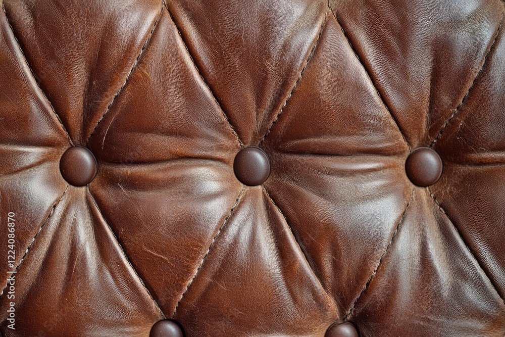 Poster the leather is a rich brown color with a diamond pattern. the pattern is visible on the surface of t