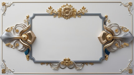 High-end certificate banner design with ornate gold-plated vintage decor featuring intricate floral motifs, curls and subtle textures