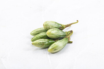 Small organic young green eggplant