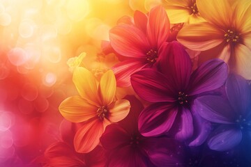 Vibrant Colorful Flowers Blooming in Sunlight