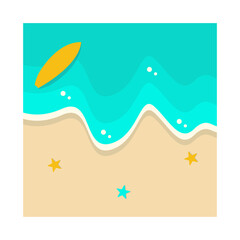 Naklejka premium Beach Background Design. Vector Illustration with Cartoon Style.